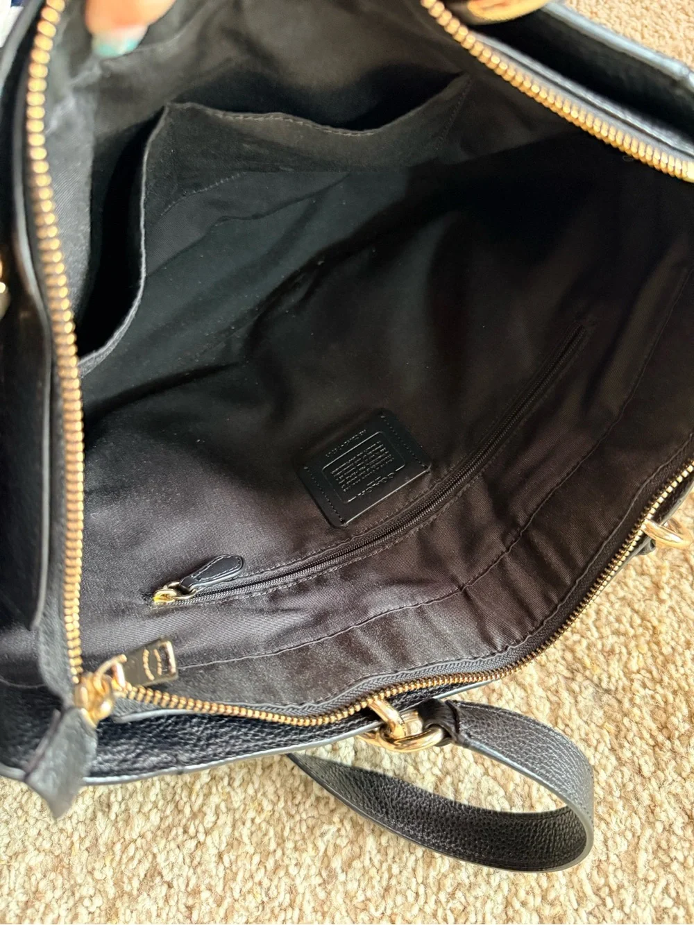 Coach Black Pebbled Leather Shoulder Bag Tote Purse